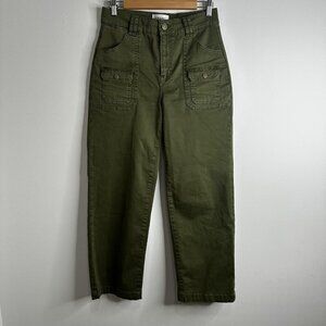 FRAME Womens Utility Pocket Pant 27‎ Washed Winter Moss Cropped Cargo High Rise